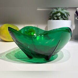 Vintage Anchor Hocking Forest Green Swedish Modern Bowl